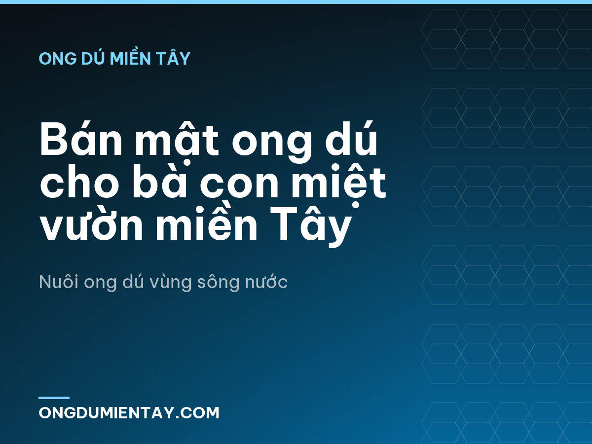 Bán mật ong dú cho bà con miệt vườn miền Tây